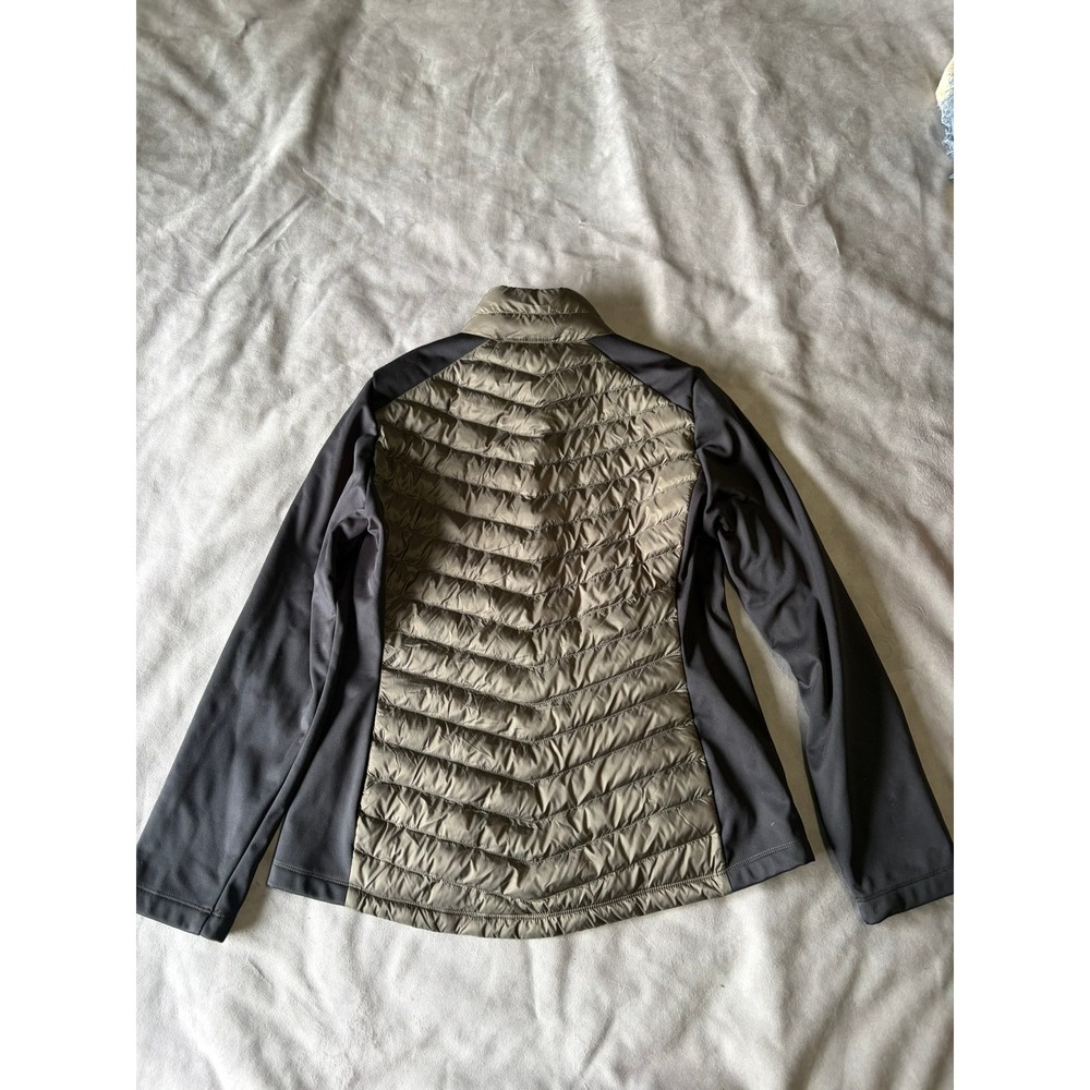 32 Degrees Heat Womens Mixed Media Puffer Jacket Olive Green Black Size M - Picture 2 of 3